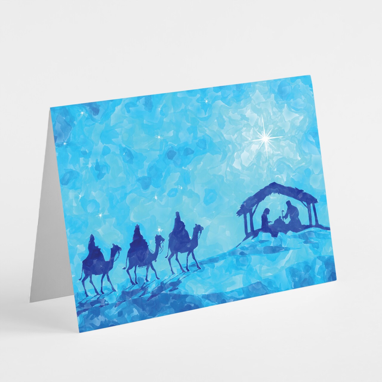 Three Wise Men Nativity Christmas Greeting Cards Boxed Set of 24 Holiday Notecards Featuring Manger and Star of Bethlehem, Perfect for Religious Festive Wishes
